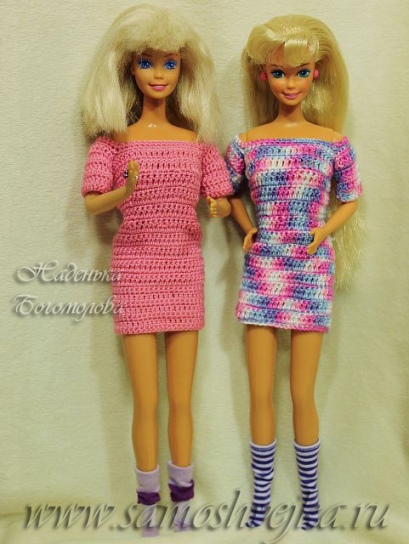 вязаное платье крючком для Барби