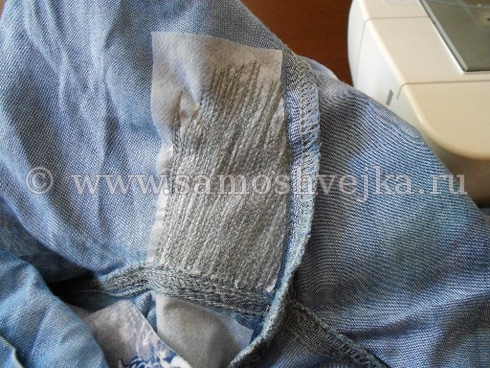 зашитые джинсы с изнаночной стороны