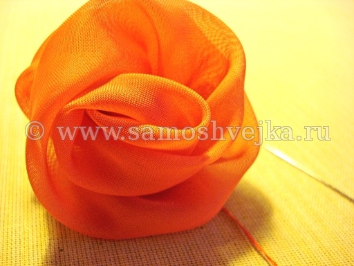 как сделать цветок из органзы