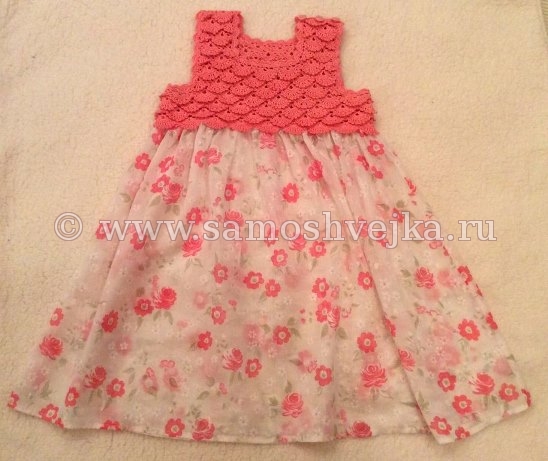 Платье комбинированного типа (ирландское кружево+ткань) для девочки