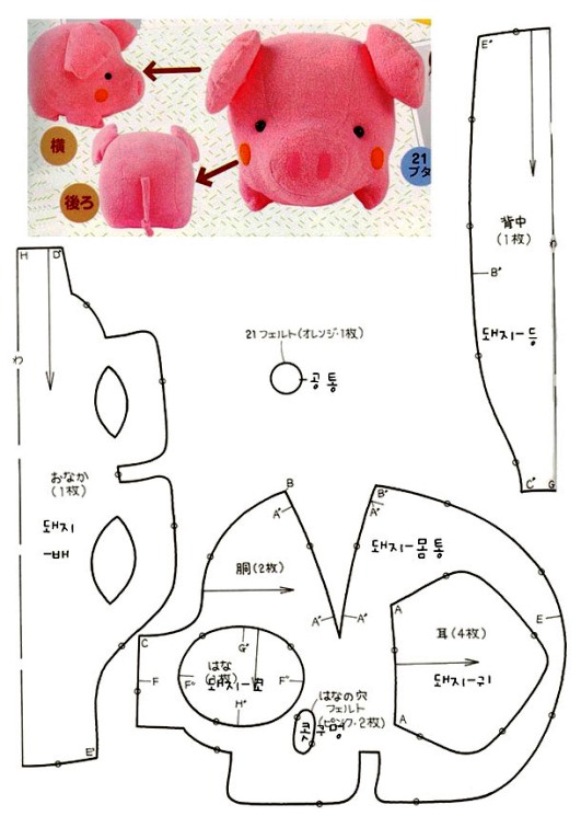 выкройка свинки из ткани