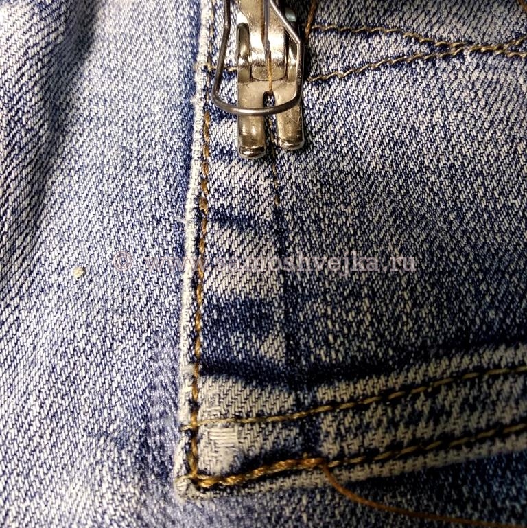 ремонт заднего кармана на джинсах