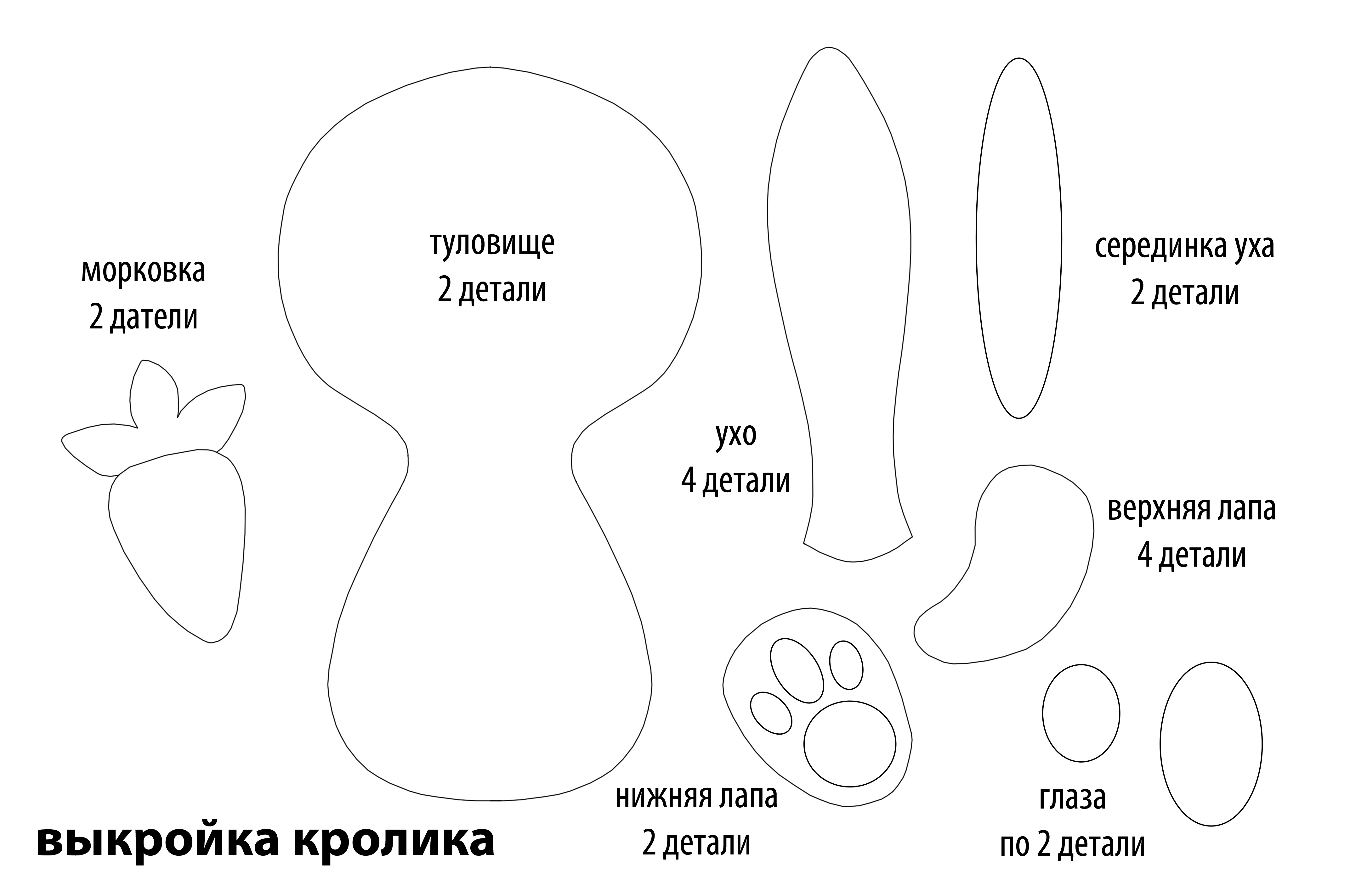 выкройка кролика из фетра