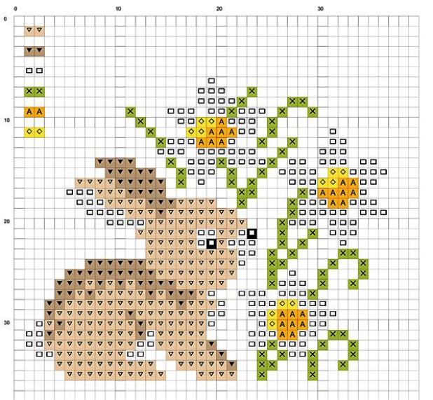 схема вышивки зайца, кролика