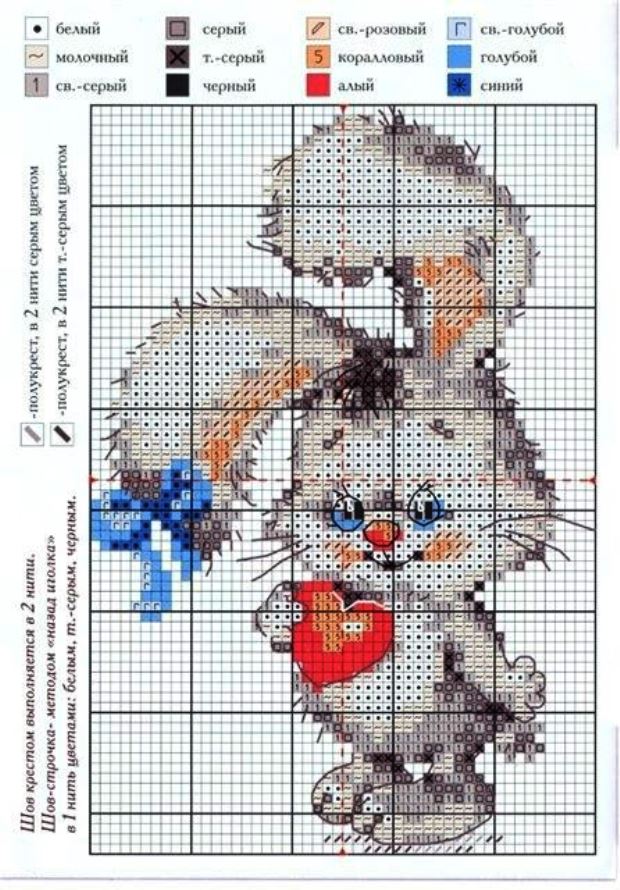 схема вышивки зайца, зайчиков