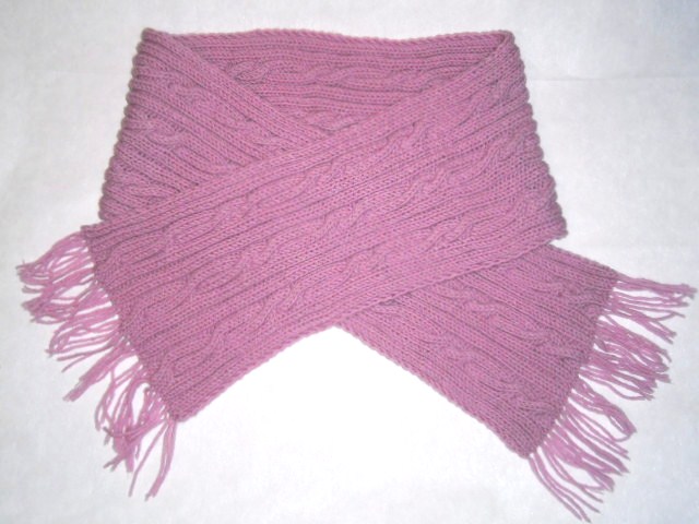 двухсторонний шарф с косами спицами